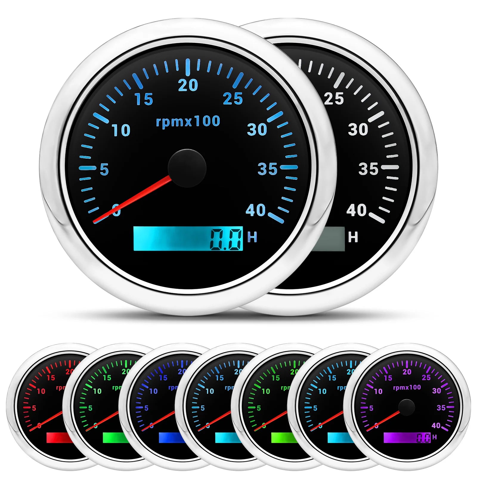 85MM Digital Tachometer 3000-8000 RPM | 7-Color Backlight LCD for Boat Car Marine R additional angle