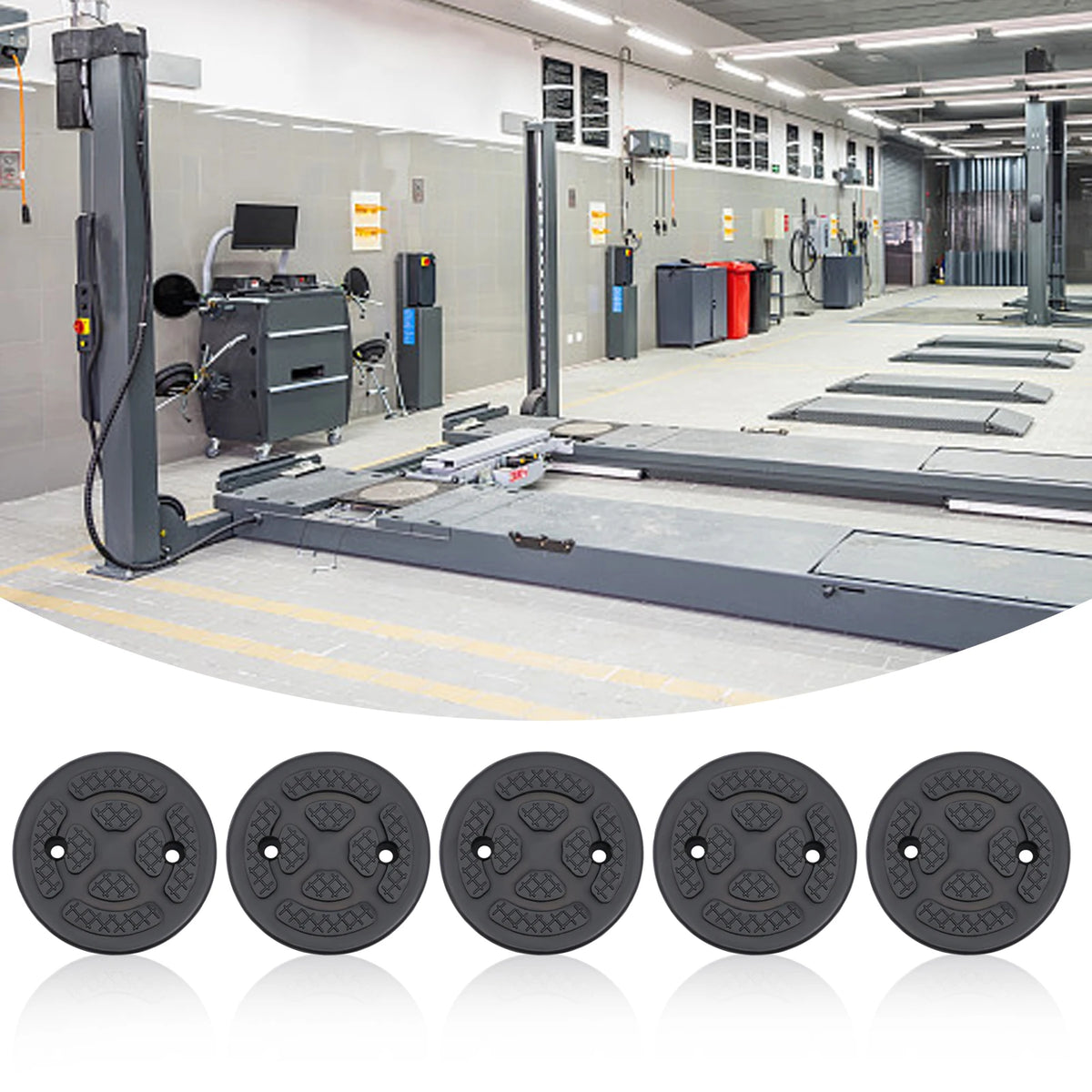 5pcs Round Rubber Arm Pads Lift Pad 120mm Rubber Jacking Pad Anti-Slipping For Auto Lift Car Truck Hoist Universal, 4-Post Lifts