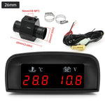 2 In 1 Car Water Temperature and Voltage Gauge | Digital LCD Display with 1/8 NPT Sens close-up view