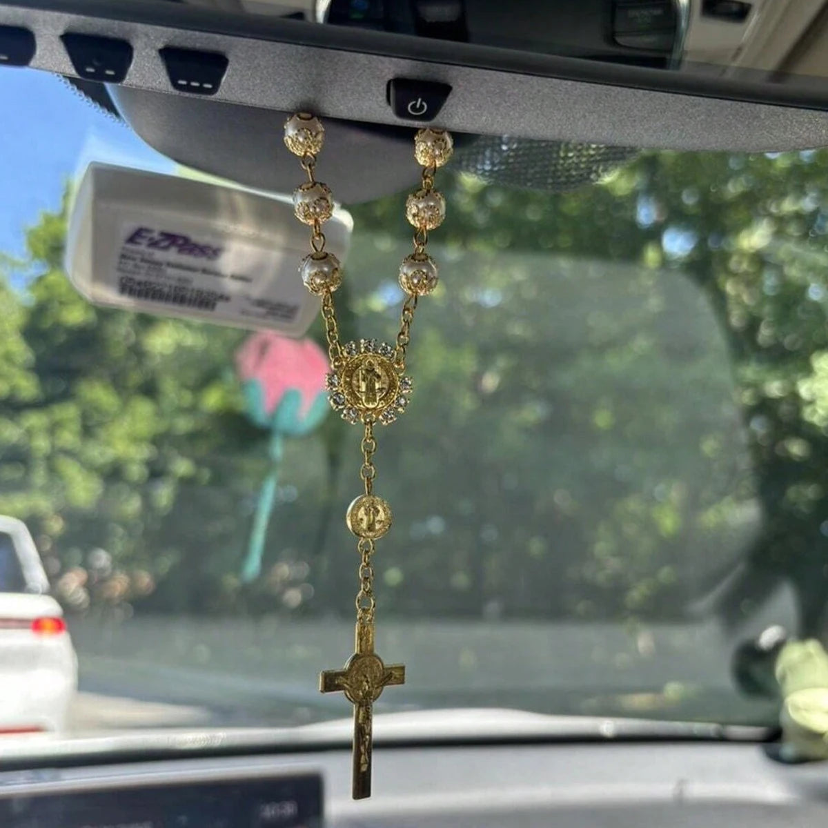 Cross pendant rosary necklace - religious style, stylish accessory for everyday decor alternate view