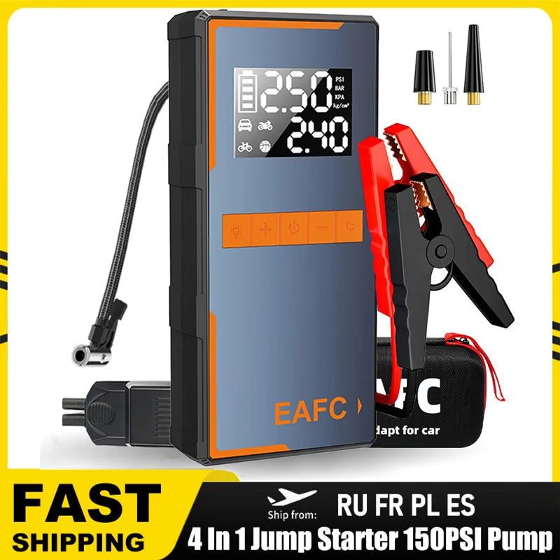 Portable Tire Inflator 12V Car Jump Starter 4 In 1