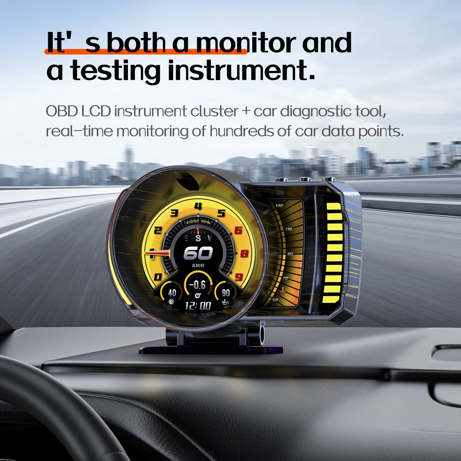 2026 Car Head up Display OBDⅡ+GPS Smart Gauge High Definition Speedometer WIth Gesture sensing Car Diagnostic Tool OBD Fault