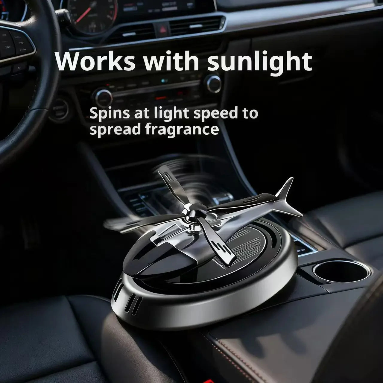 Luxury Solar Powered Aircraft Car Freshener Rotating Dashboard Aromatherapy Perfume Long Lasting Auto Interior Decor Gift
