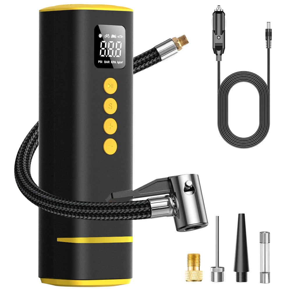 CARSUN 12V 150PSI Portable Car Tire Air Pump | Wired Inflator with Extended Cord
