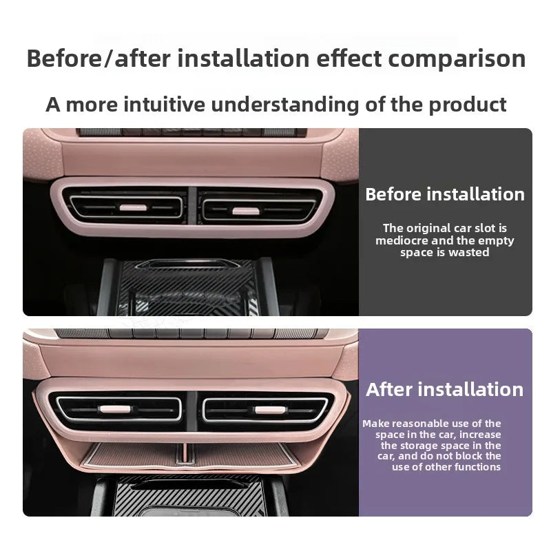 Center Console Storage Box for BYD Seagull 2023+, Under-Dash Organizer Tray with Phone S detail view