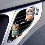 Cute Cat Acrylic Vent Clip for Car Air Conditioner Vents, Compressed Scented Pieces - Decorative Car Air Freshener Clip