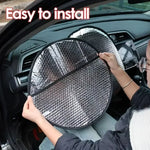 Foldable Steering Wheel Cover Sun Shade Silver