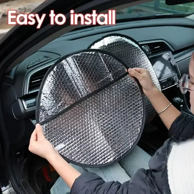 Foldable Steering Wheel Cover Sun Shade Silver
