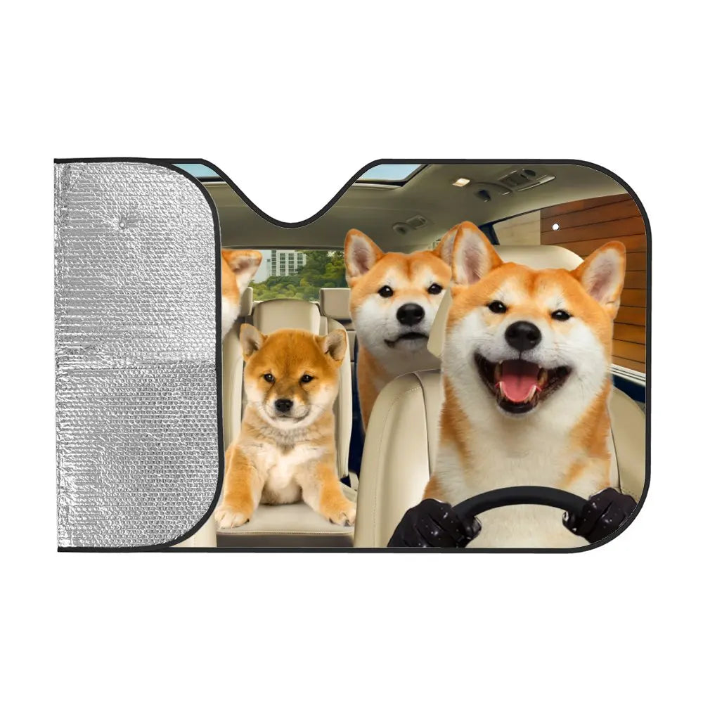 Shiba Inu Dog Driving Car Interior Front Windshield Sun Shade,Auto Accessories Sunsha alternate view