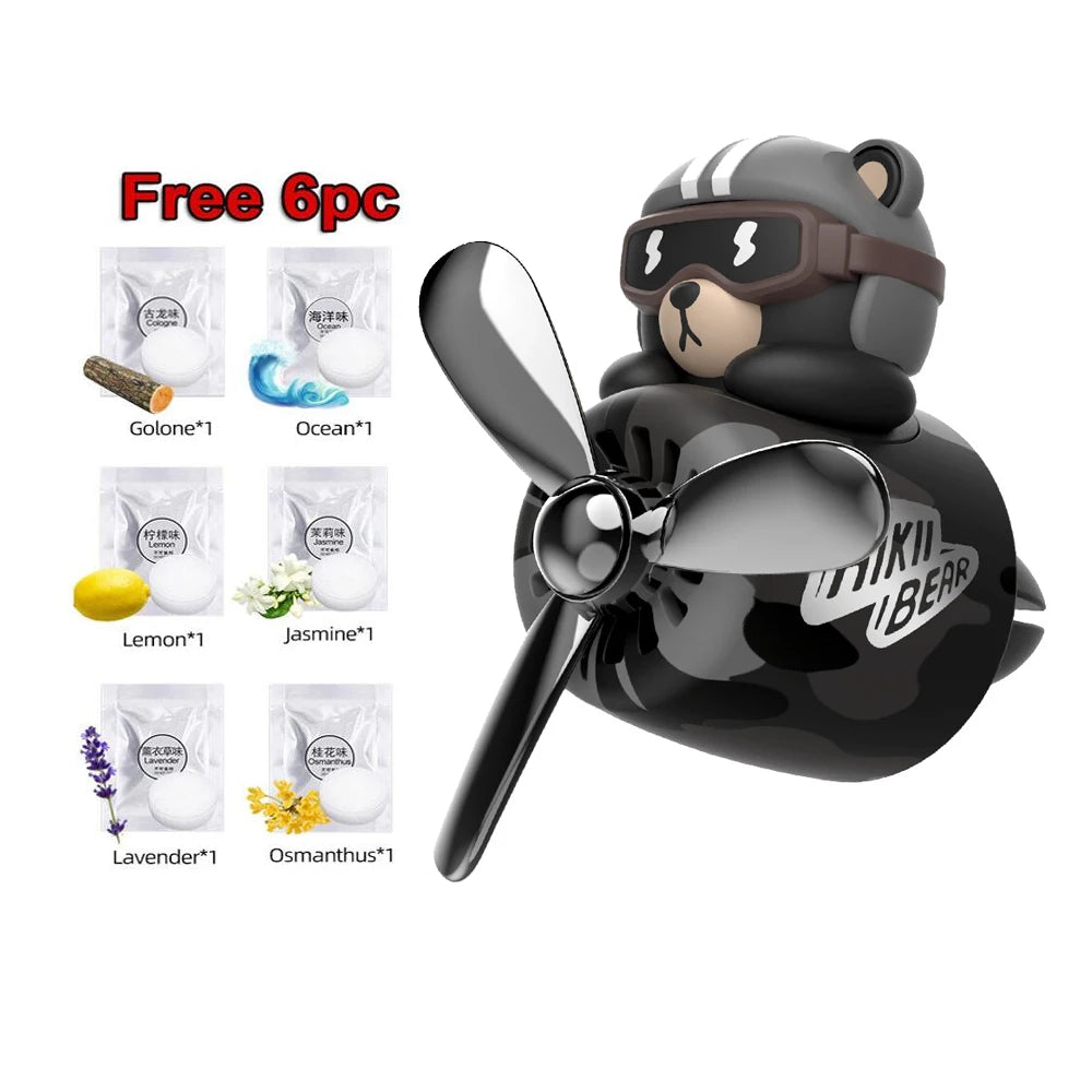 Pilot Bear Car Air Freshener Vent Clip | Cute DIY Perfume Diffuser for Car Air Outlet detail view