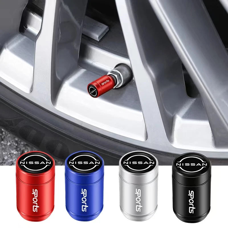 4Pcs Metal Tire Valve Stem Caps for Nissan Models | Universal Car Accessories