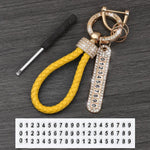 Leather Car Keychain With Phone Number Card Holder close-up view