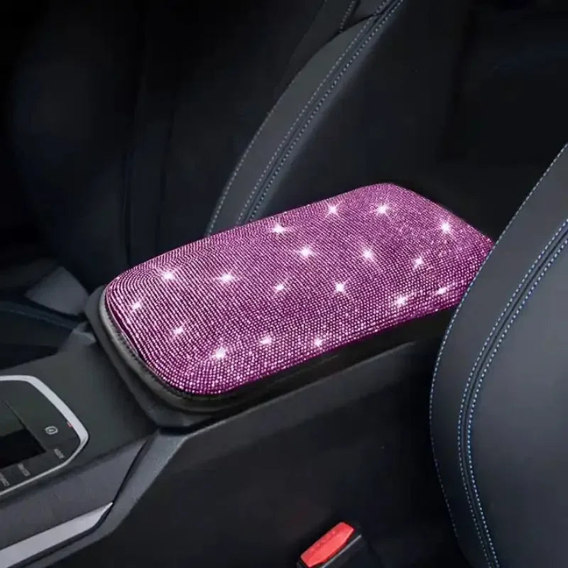 Bling Car Armrest Cover Auto Center Console Protective Cover Crystal Rhinestone Arm Rest detail view