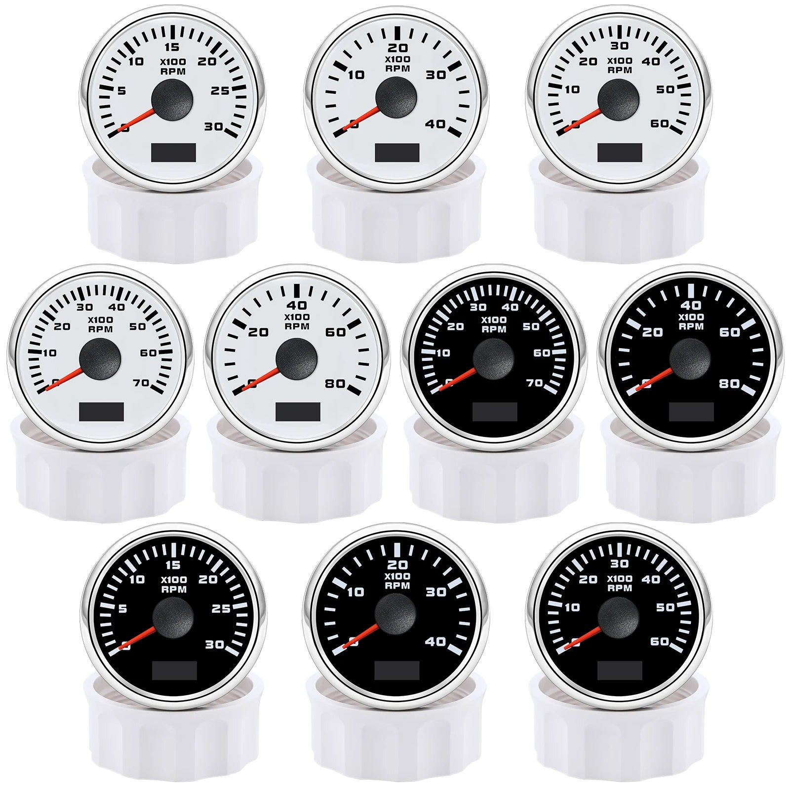52mm Tachometer with Hourmeter | 7 Color Backlight RPM Gauge for Car Boat