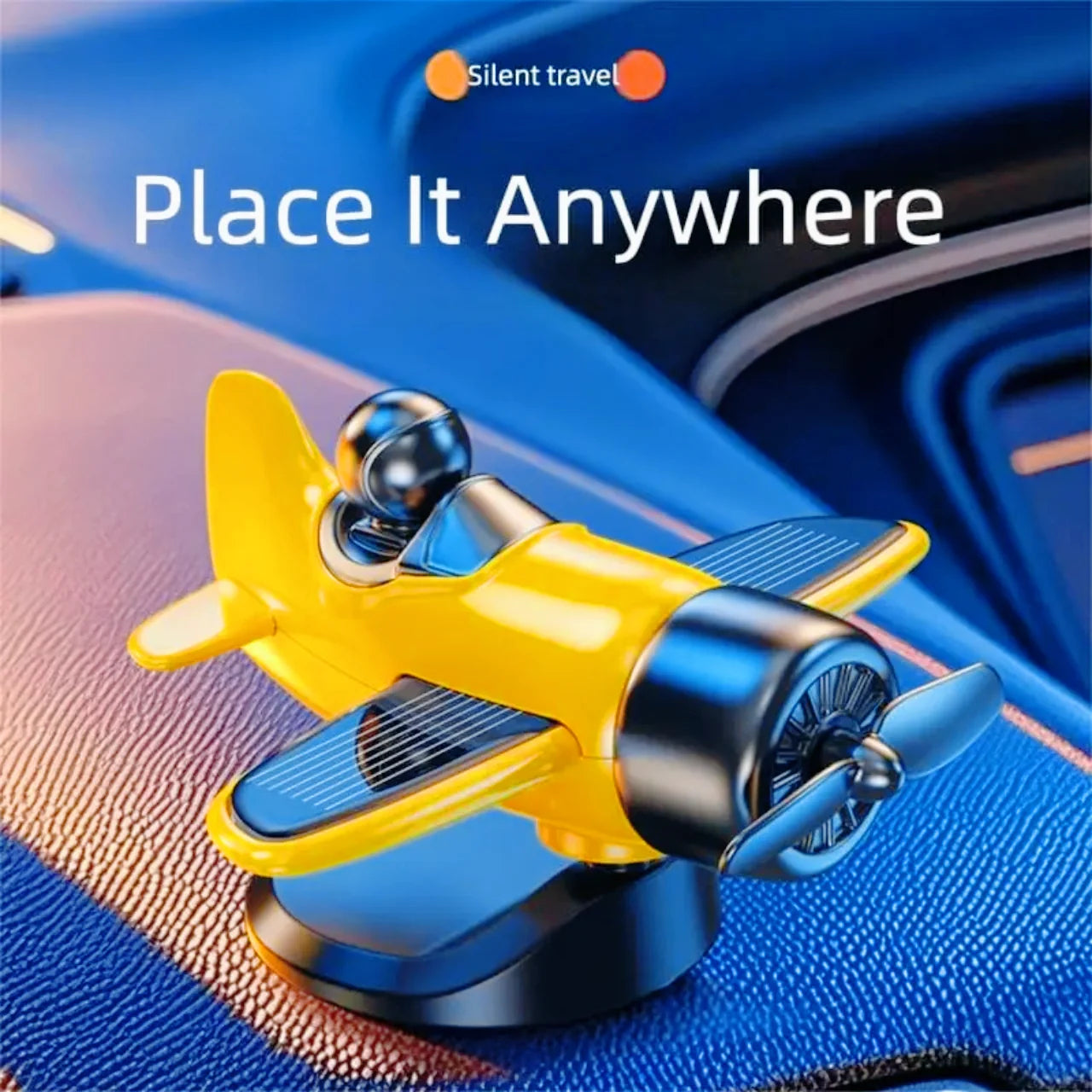 Solar Powered Rotating Airplane Car Dashboard Ornament 360° Auto Spin Decor Airplane Ornaments Car I