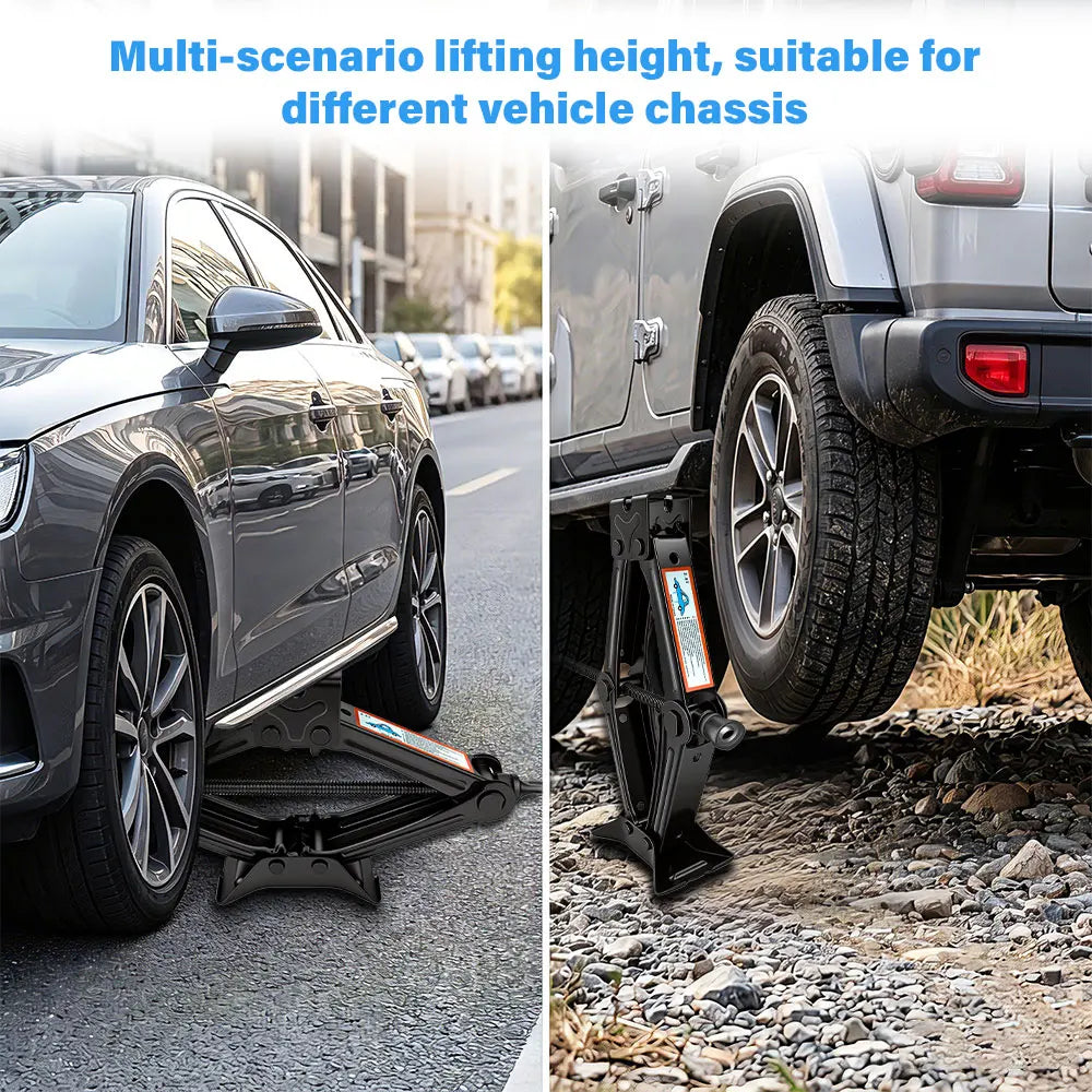 1.5T/2T Car Scissor Jack Auto Emergency Crank Lift Stand Labor-Saving Repair & Tire R lifestyle view