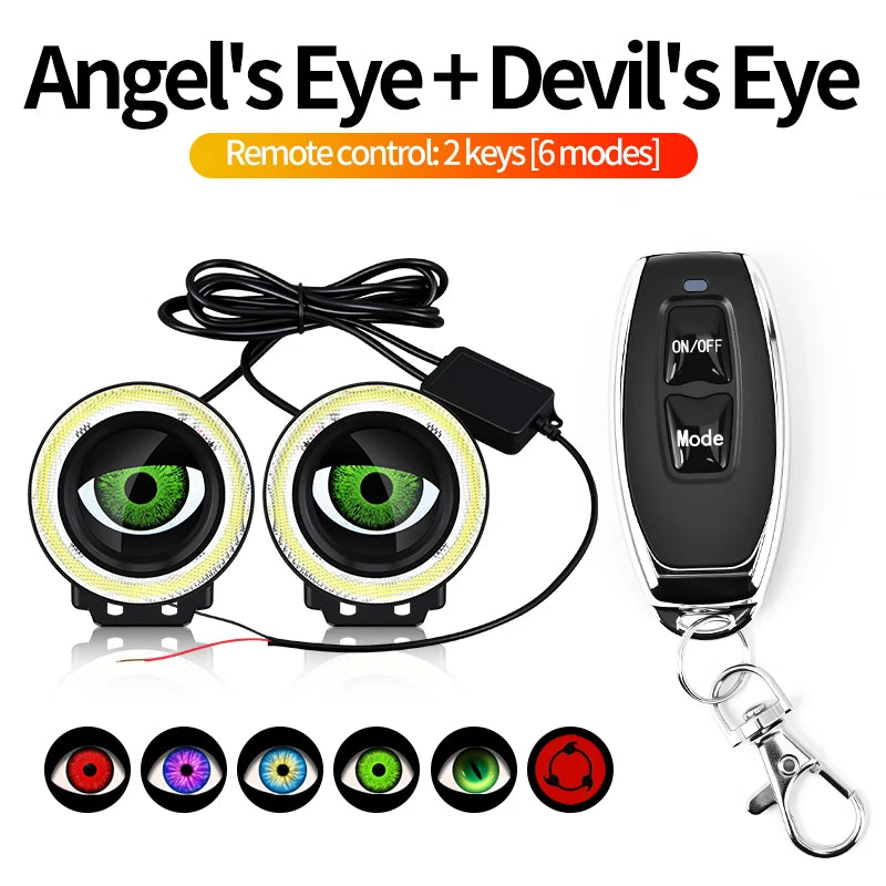 Devil's Eye LED Car Dynamic HeadLamps Angel Eyes lamp Waterproof Headlight 82 Modes D alternate view
