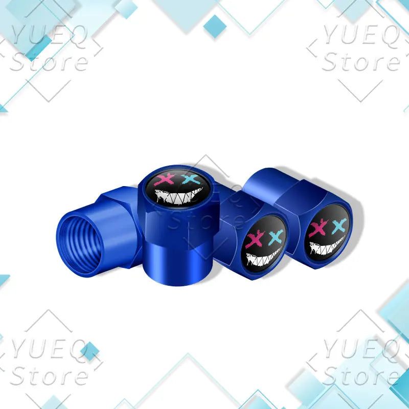 4Pcs XX Smiling Face Logo Pattern Car Tire Valve Caps | Universal Aluminum Tire Ste additional angle