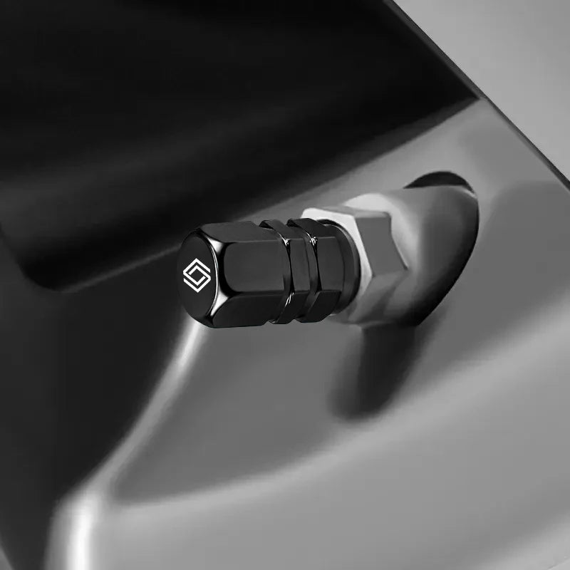 4Pcs Renault Laser Metal Tire Valve Stem Covers | Aluminum Alloy Wheel Caps lifestyle view