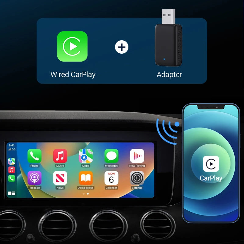 Wireless CarPlay Android Auto Adapter | 2 in 1 Mini Car Ai Box for Audi Toyota VW Peu alternate view