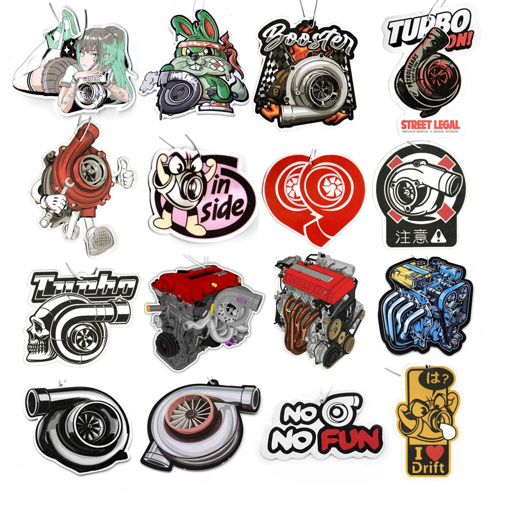 Newest JDM Style Performance Car Rearview Mirror Pendant Air Freshener Solid Paper Decoration Car Decoration Anime Turbo Decor