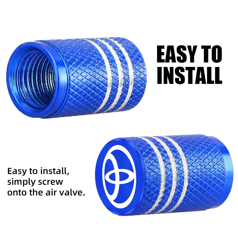 5pcs Metal Tire Valve Caps for Toyota Corolla Rav4 Camry Yaris | Auto Wheel Stem Cove lifestyle view