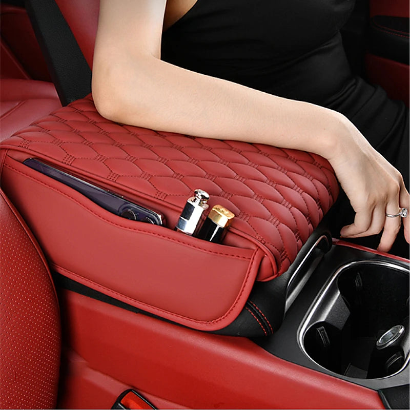 Car Armrest Pad Organizer Bag Thicken Memory Foam Anti Scratch Pads Center Console Car Elbow Rest Storage Pocket Goods