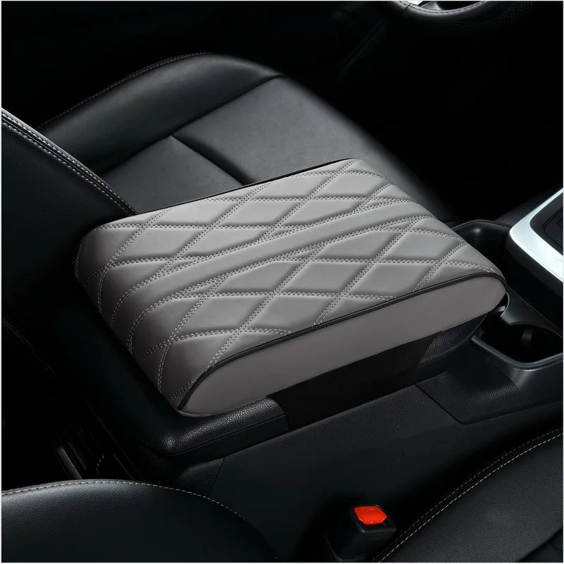 Center Console Arm Rest Protection Cushion Car Armrest Mat Wave Embroider PU Leather Auto Armrests Storage Box Cover Pad