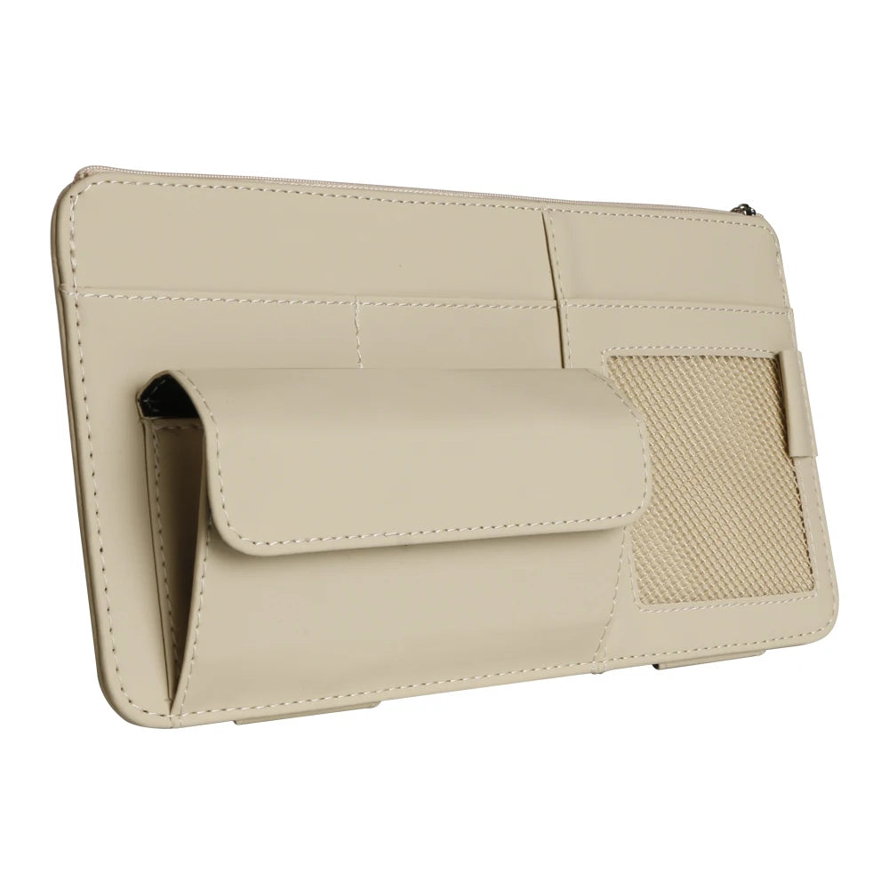 Car Sun Visor Organizer with Glasses Holder, Card & Pen Pockets