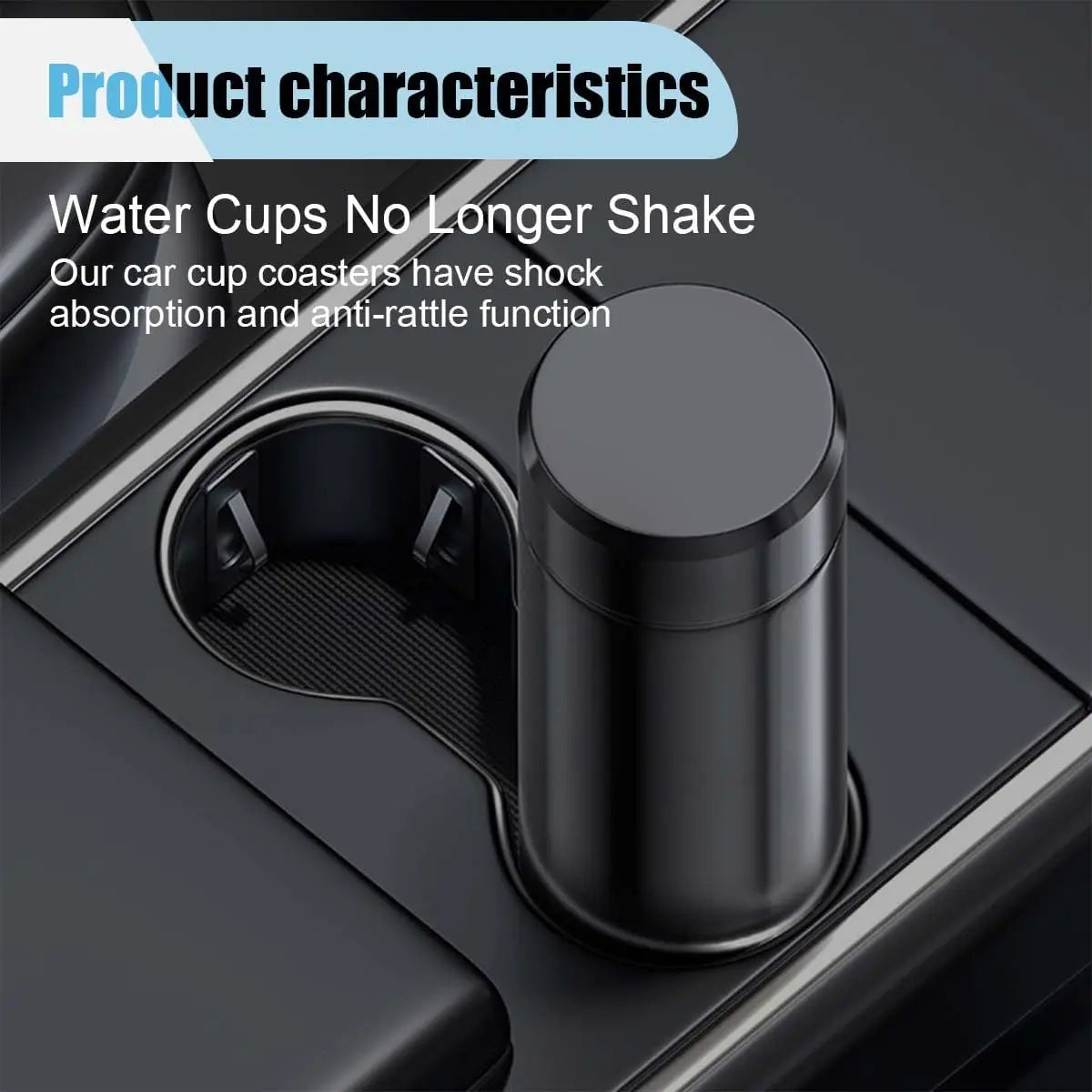 Car Cup Holder Position Limiter | Anti Shake Cup Slot Insert with Self Adhesive Pad additional angle
