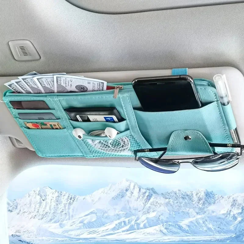Car Sun Visor Card Holder Storage Box Sunglasses Clip
