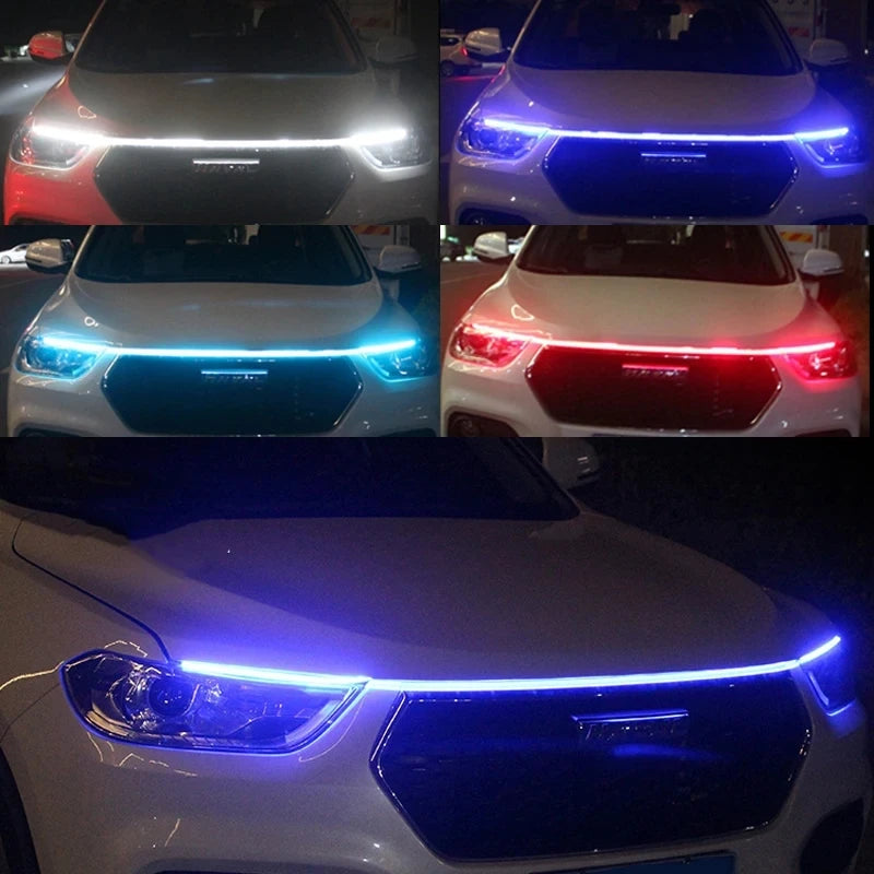 150cm LED Daytime Running Light Scan Starting Car Hood Decorative Lights DRL Auto Engine Hood Guide