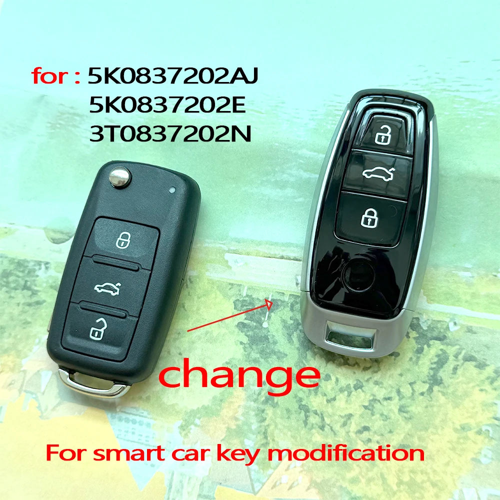 Modified Car Key Housing Key Case Shell for Volkswagen for VW Beetle Eos Golf Jetta Sharan Skoda Key