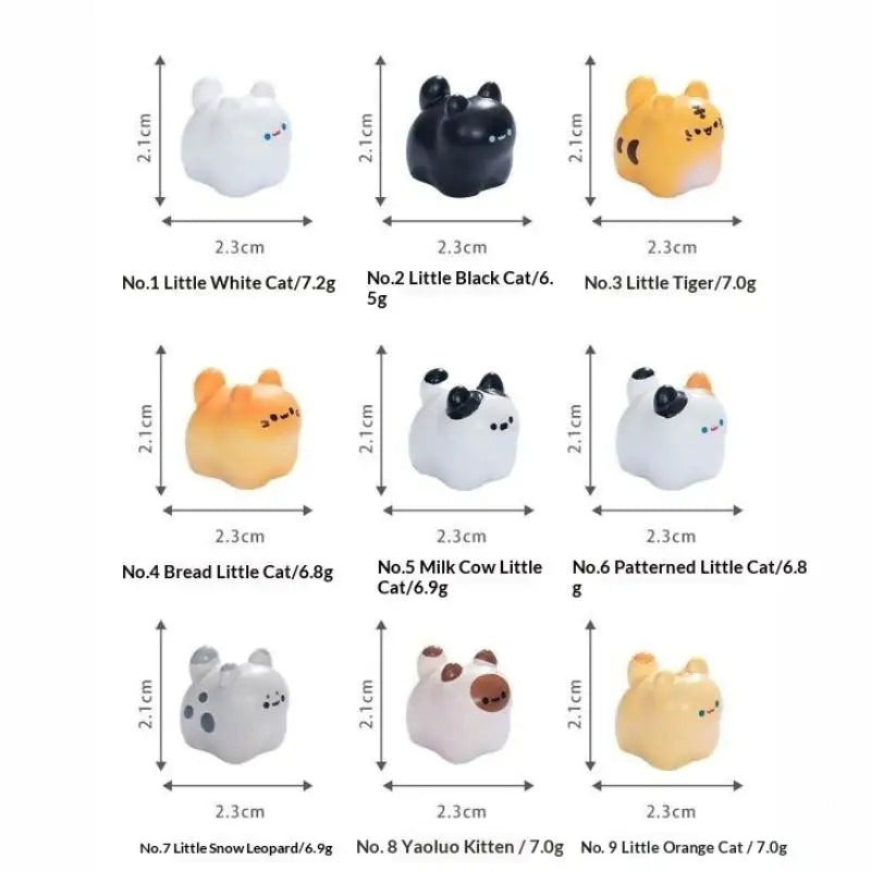 9Pcs Mini Cartoon Cat Car Ornaments Lovely Kawaii Decor for Car Dashboard Home Desk additional angle
