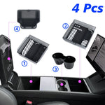 TESY for Tesla Model YL Y Juniper Launch Model 3 Highland Console Armrest Storage Box Organizer Flocking ABS with Silicone Pad