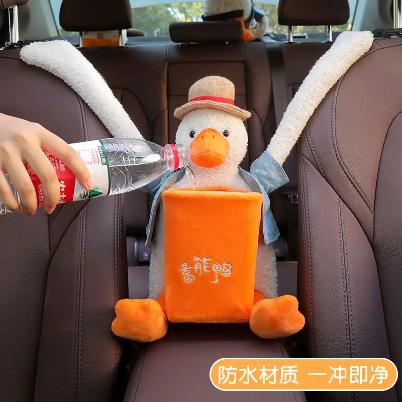 Car Trash Can Tissue Box Two-in-one Car Hanging Storage Bucket Cute Cartoon Car Sto additional angle