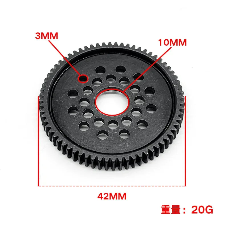 1SET 68T Metal Spur Gear & Gear Mount - High-Speed Upgrade Set 54500 for Tamiya TT-02/TT02 1/10 RC Car
