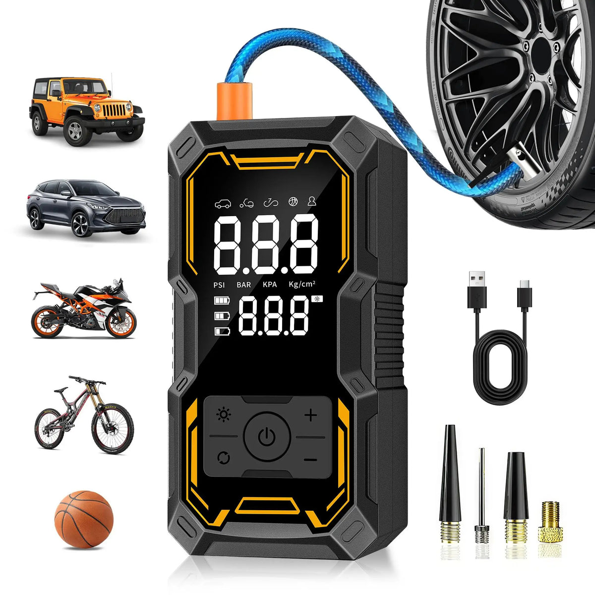 Portable Car Air Compressor 3X Faster 150PSI Cordless Tire Inflator Pump with Digit additional angle