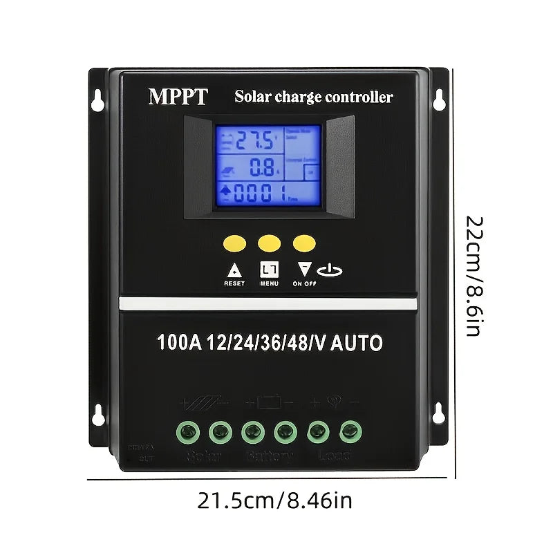 100A MPPT Solar Charge Controller | Intelligent Solar Panel Regulator with LCD Displa alternate view