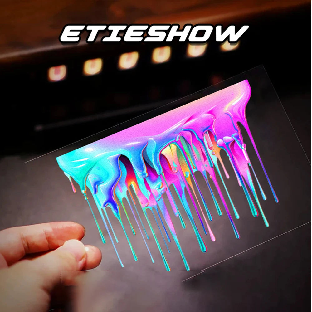 Car Interior Stickers with Dopamine Coloured Fluid Paint Vinyl Reflective | Car Decals close-up view