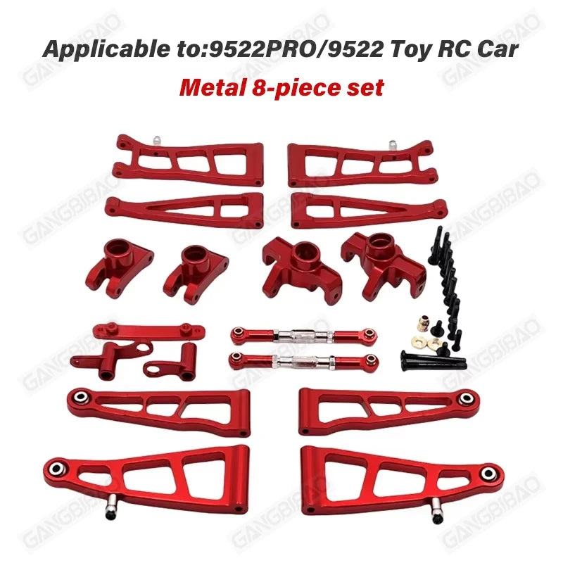 9522 PRO Remote Control Car Parts Swing Arm, Pull Rod, Steering Cup, Tire, Chassis, Tr close-up view