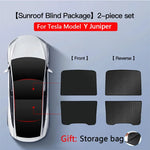 2PCS For Tesla Model 3/Y/3 Highland/Y Juniper Ice Cloth Buckle Shades for Glass Roof Front & Rear Sunroof Skylight Sunshade