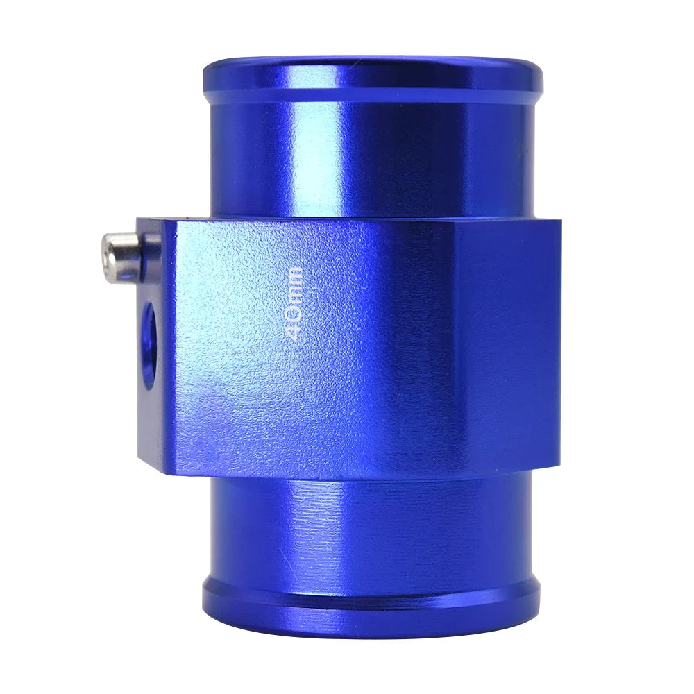 Blue and Black Aluminum Water Temp Gauge Adapter | 26-40mm Radiator Hose Sensor Pipe for detail view