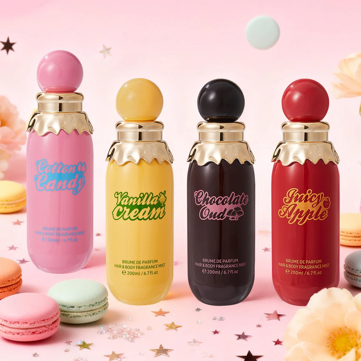 4 Styles Car Perfume Spray | Cotton Candy, Vanilla, Chocolate, Apple Scent Car Air Freshener