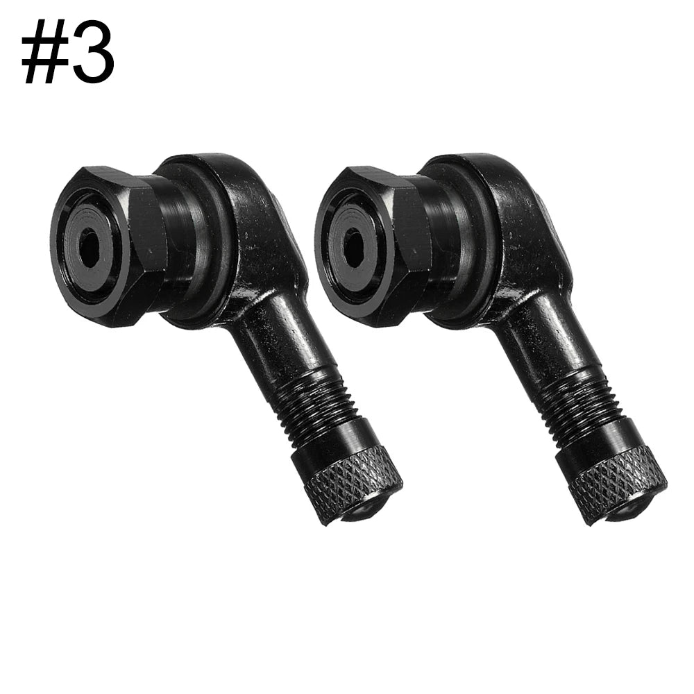 90 Degree CNC Motorcycle Tire Valve Stems | Leak-proof 2-Piece Set for Bikes and Scoot close-up view