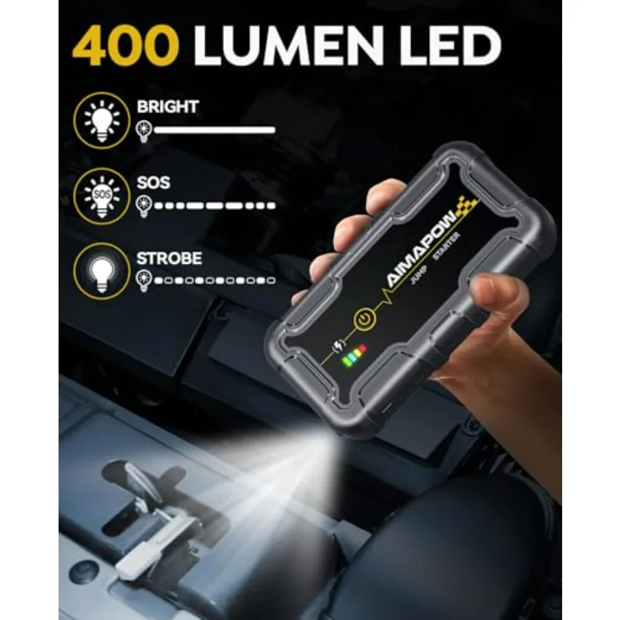 Portable Car Battery Jump Starter 8000A 20000mAh Jump Box with Fast Charge Built-in Light Compact Design Compatible with All Ga