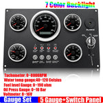 Engine Dash Instrument Panel 5 Gauge Set | 7 Color LED 85mm Tachometer for RV Boat Custo detail view