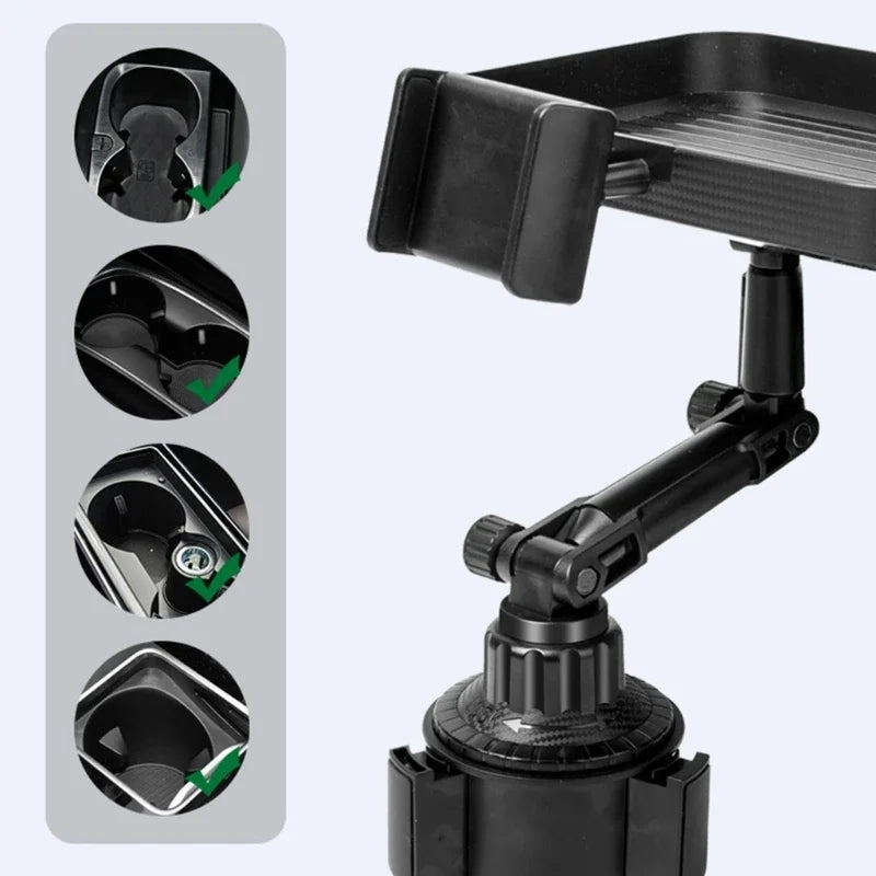 Car Food Rotatable Tray for Eating in Parked Car | Desk for Laptop with Cup Holder close-up view