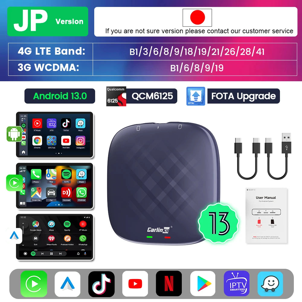 Carlinkit Ai Box Android 13 Led Wireless Android Auto & CarPlay Smart Tv Box QCM622 additional angle