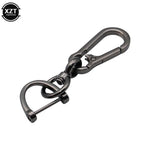 Car Keychain 360 Degree Rotating Horseshoe Buckle Leather Rope Key Chain detail view